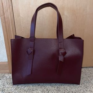 Rachel Zoe wine colored faux leather tote.  NWT.